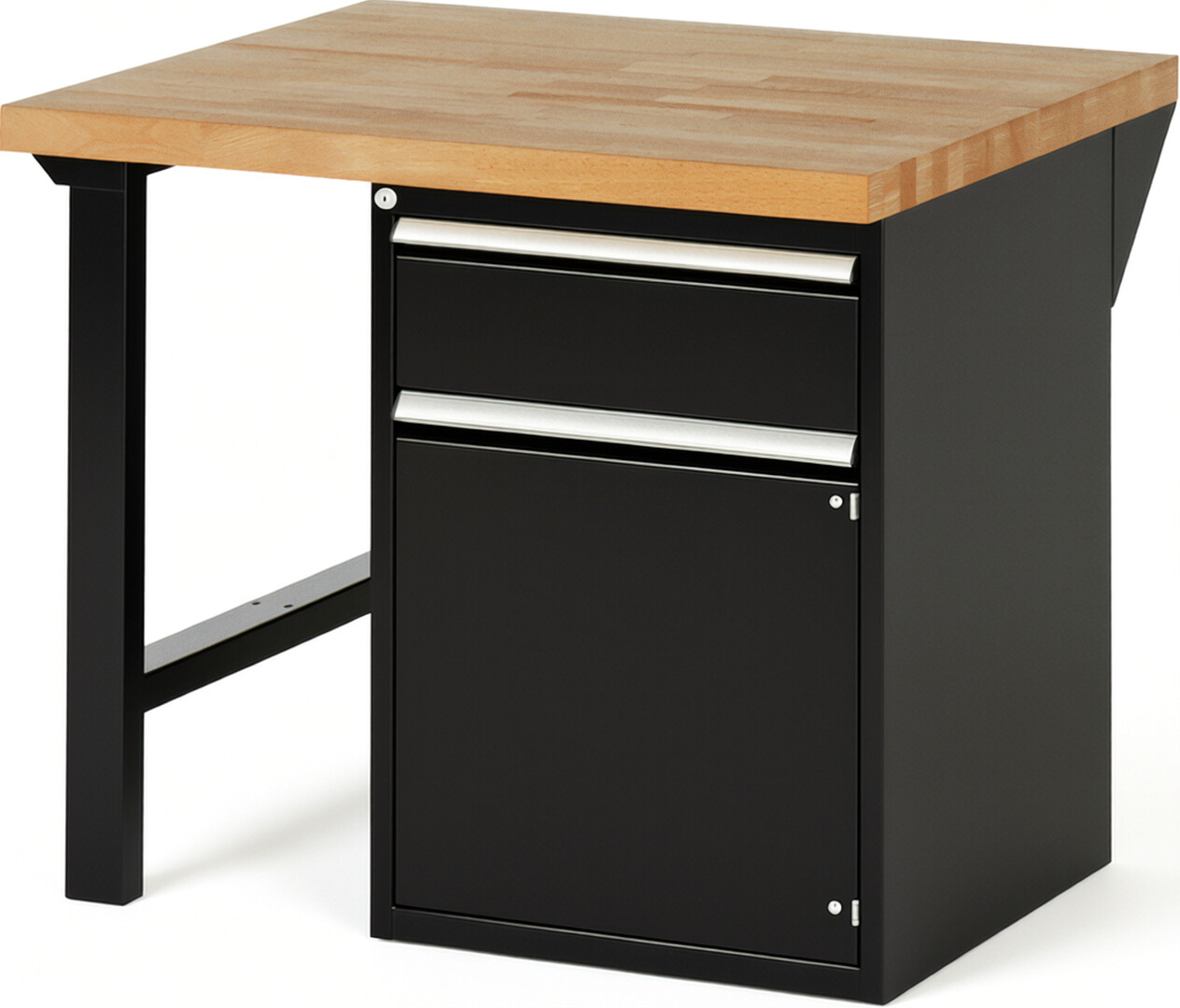 RAU Werkbank schwarz - Breite 100 cm - Tiefe 90 cm - Höhe 84 cm - Buche-Massiv Arbeitsplatte 40 mm