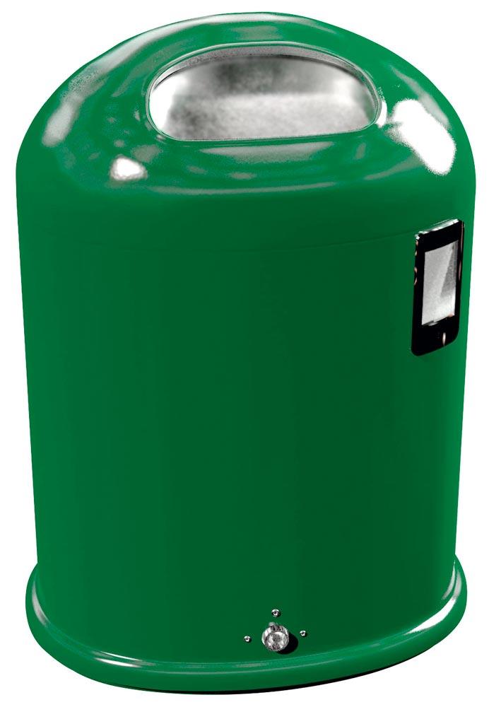 Ovaler Abfallbehälter mit Federklappe mit Ascher