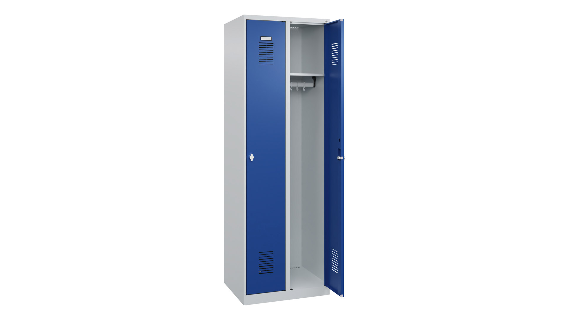 Spind - Garderobenschrank, Breite 60 cm, Höhe 185 cm, Tiefe 50 cm, 2 Abteile