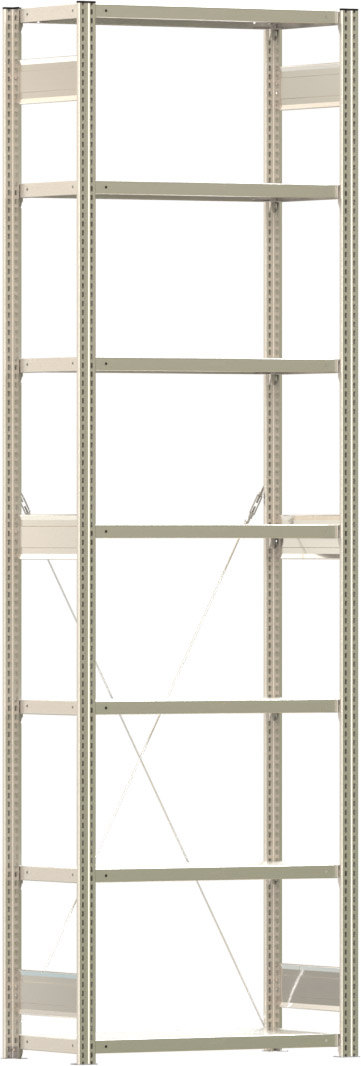 Fachbodenregal BERT - Breite: 87,5 cm - Tiefe: 40 cm - Höhe: 300 cm - 7 Böden - Grundregal
