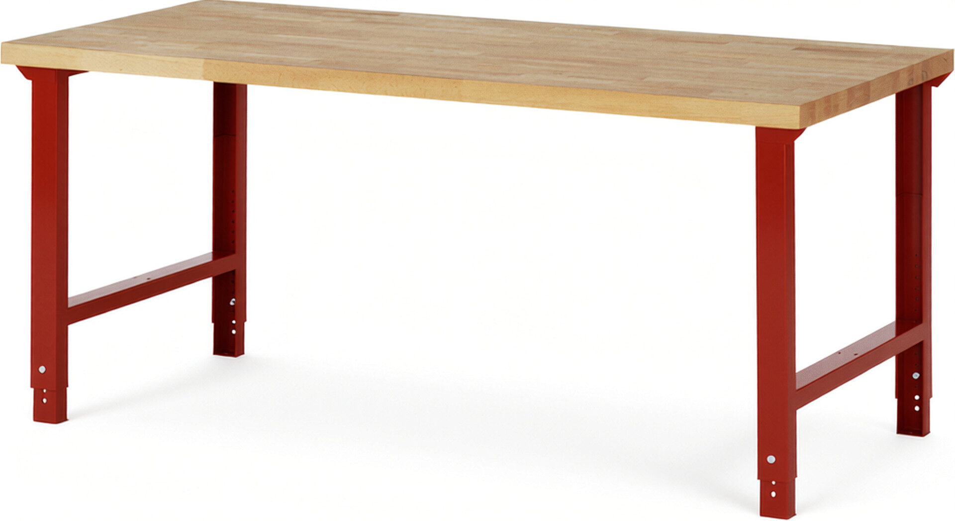 RAU Werkbank rot - Breite 200 cm - Tiefe 90 cm - Höhe 114 cm - Buche-Massiv Arbeitsplatte 40 mm