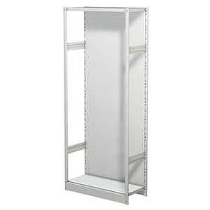 Aktenregal, Büroregal - Steckregal mit Rückwand, ohne Böden, Grundfeld, BxTxH 750x300x1900 mm, lichtgrau