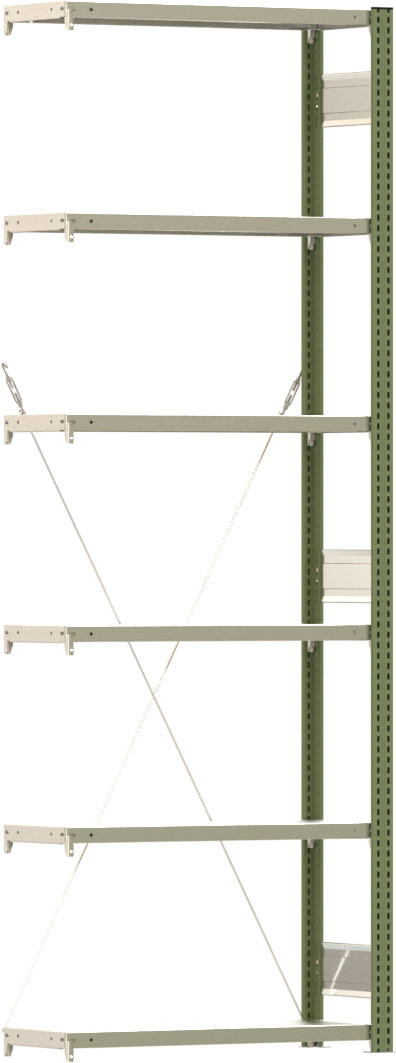Fachbodenregal mit Tiefenriegel - 150 kg - (HxBxT) 2.500 x 875 x 300 mm - Anbauregal - Rahmen resedagrün - Böden verzinkt