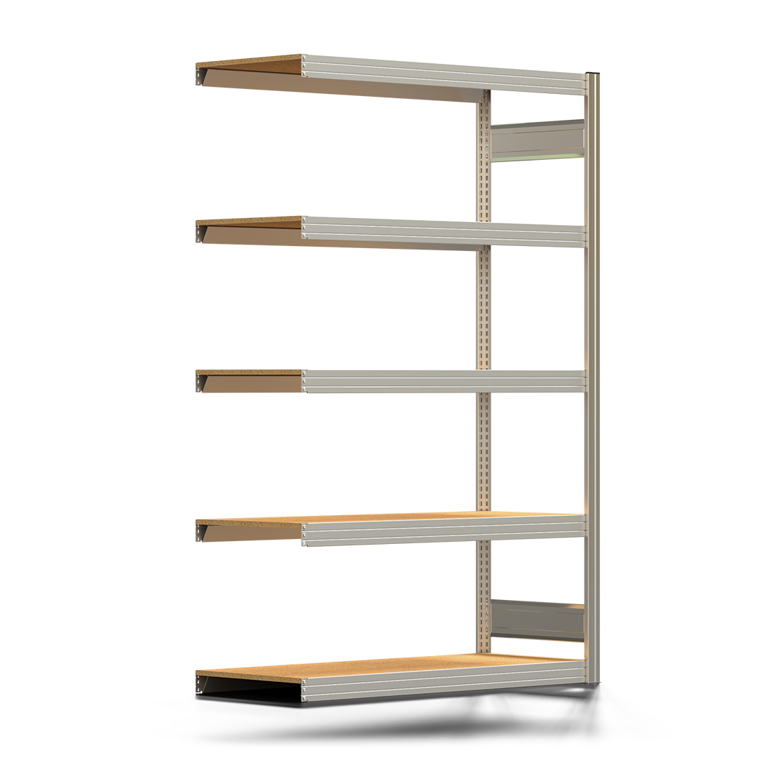 Fachbodenregal BERT - Breite: 128,5 cm - Tiefe: 50 cm - Höhe: 200 cm - 5 Böden - Anbauregal