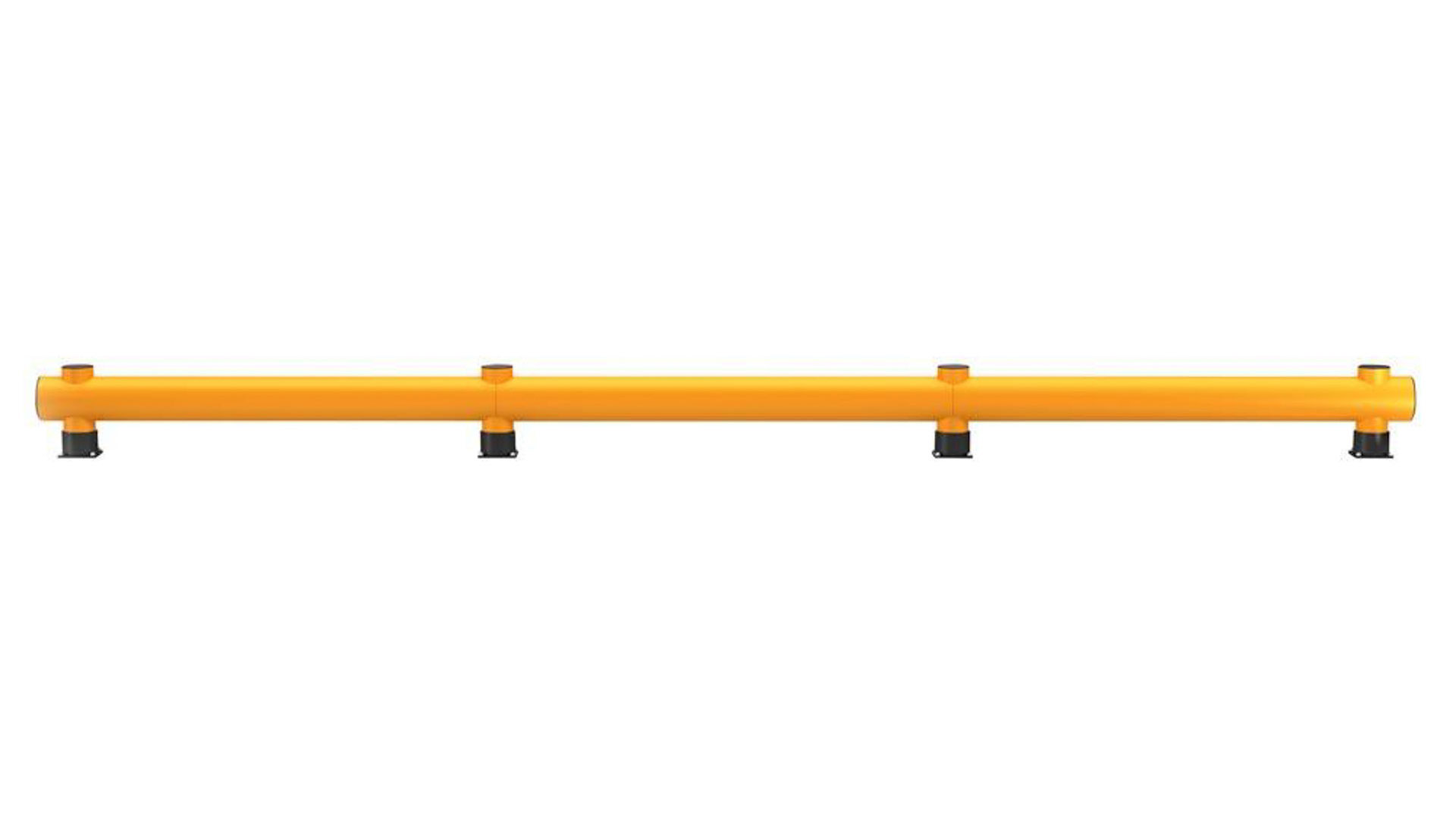 Rammschutzbarriere, Einzelplanke, HDPE, Länge 10000 mm, Höhe 390 mm, Pollerdurchm. 140 mm, Verbindungsrohrdurchm. 200 mm, Farbe gelb