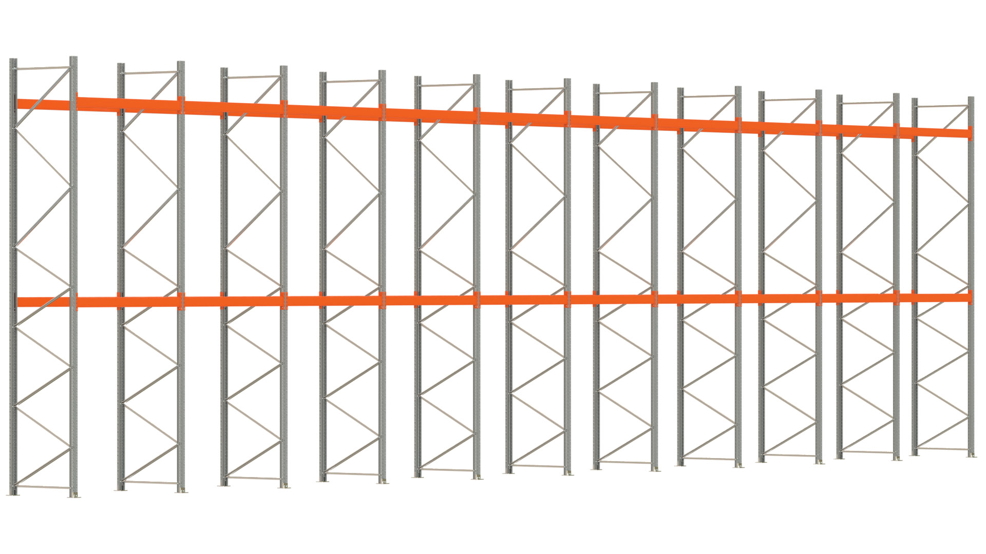 Palettenregal ARTUS - Breite 1993,5 cm - Höhe 550 cm - Tiefe 110 cm - Fachlast 2000 kg - 60 Palettenstellplätze