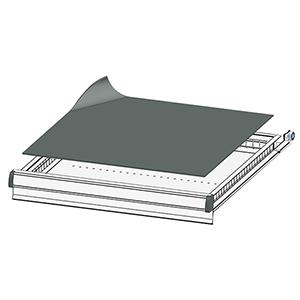 Schaumgummi schwarz, für Schubladentrenner, 459x459 mm, Stärke 3 mm, passend für Gehäusegröße BxT 578x600 mm