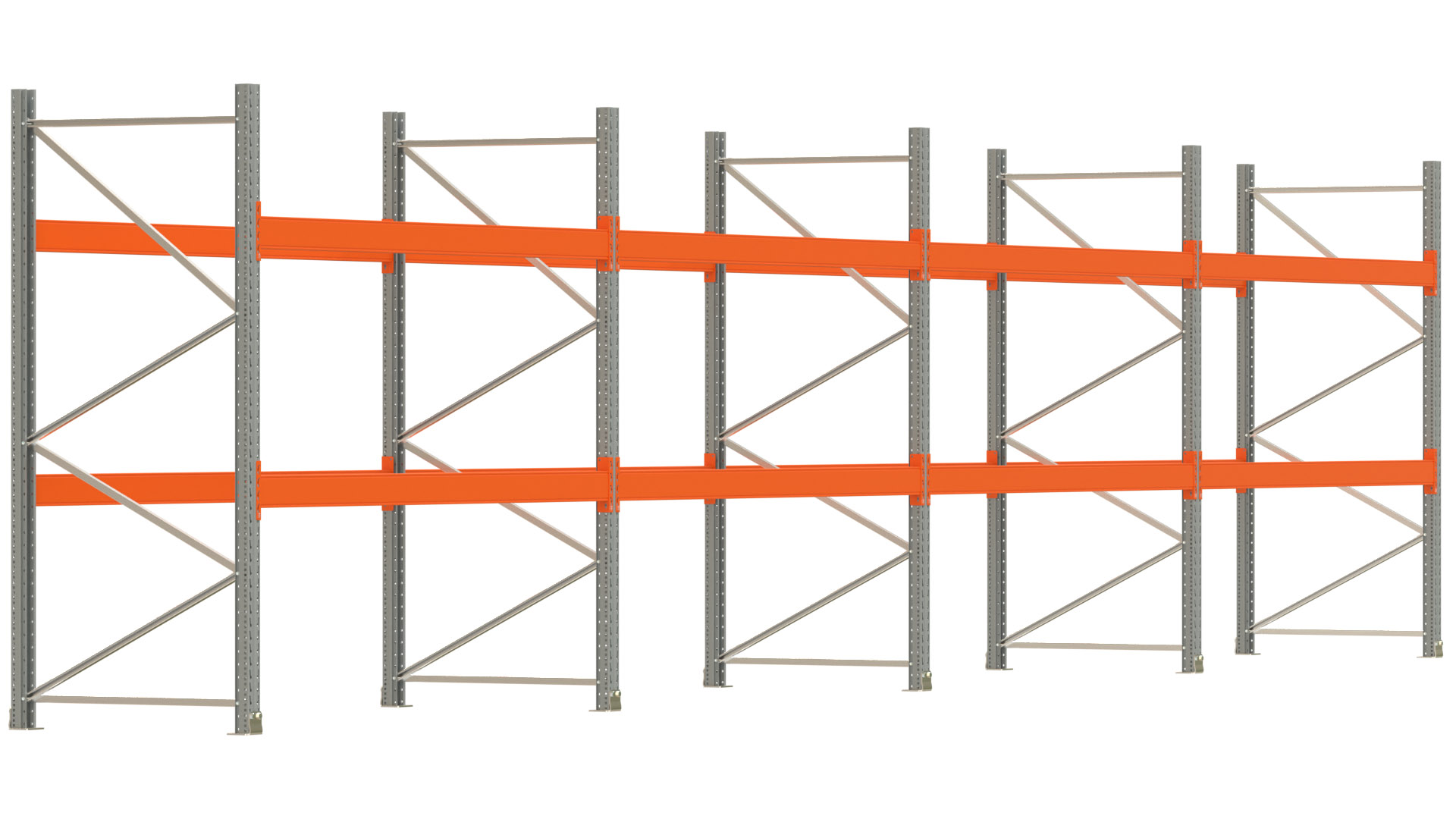 Palettenregal ARTUS - Breite 1122,5 cm - Höhe 250 cm - Tiefe 110 cm - 2 Träger-Ebenen - max. Fachlast 3000 kg - 36 Palettenstellplätze