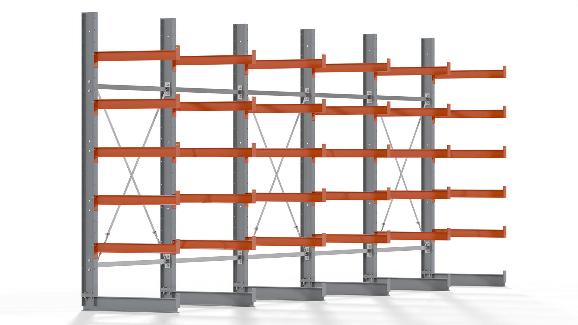 Kragarmregal KARL basic - lackiert - Breite: 640 cm - Höhe: 250 cm - Tiefe: 80 cm - Traglast je Kragarm: 550 kg - einseitig