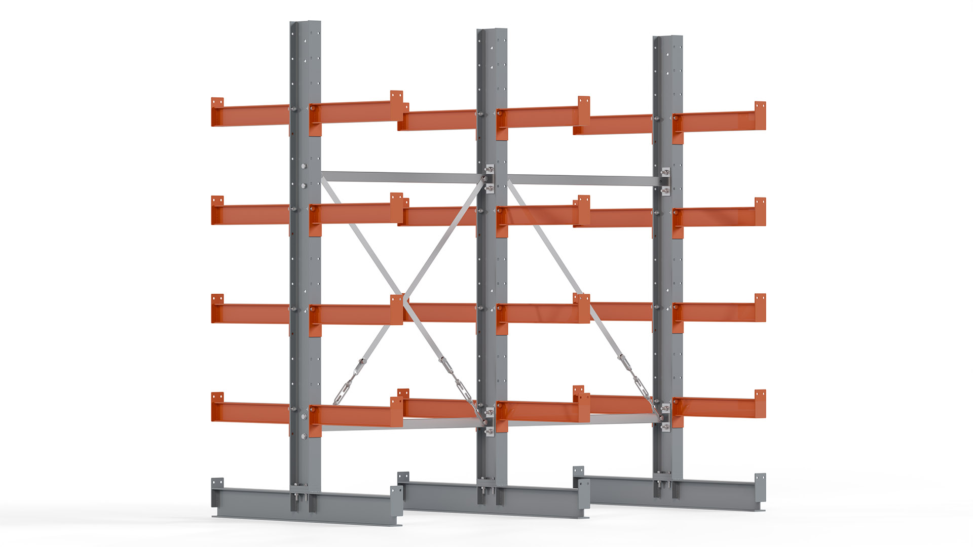 Kragarmregal KARL basic - lackiert - Breite: 200 cm - Höhe: 200 cm - Tiefe: 50 cm - Traglast je Kragarm: 870 kg - beidseitig