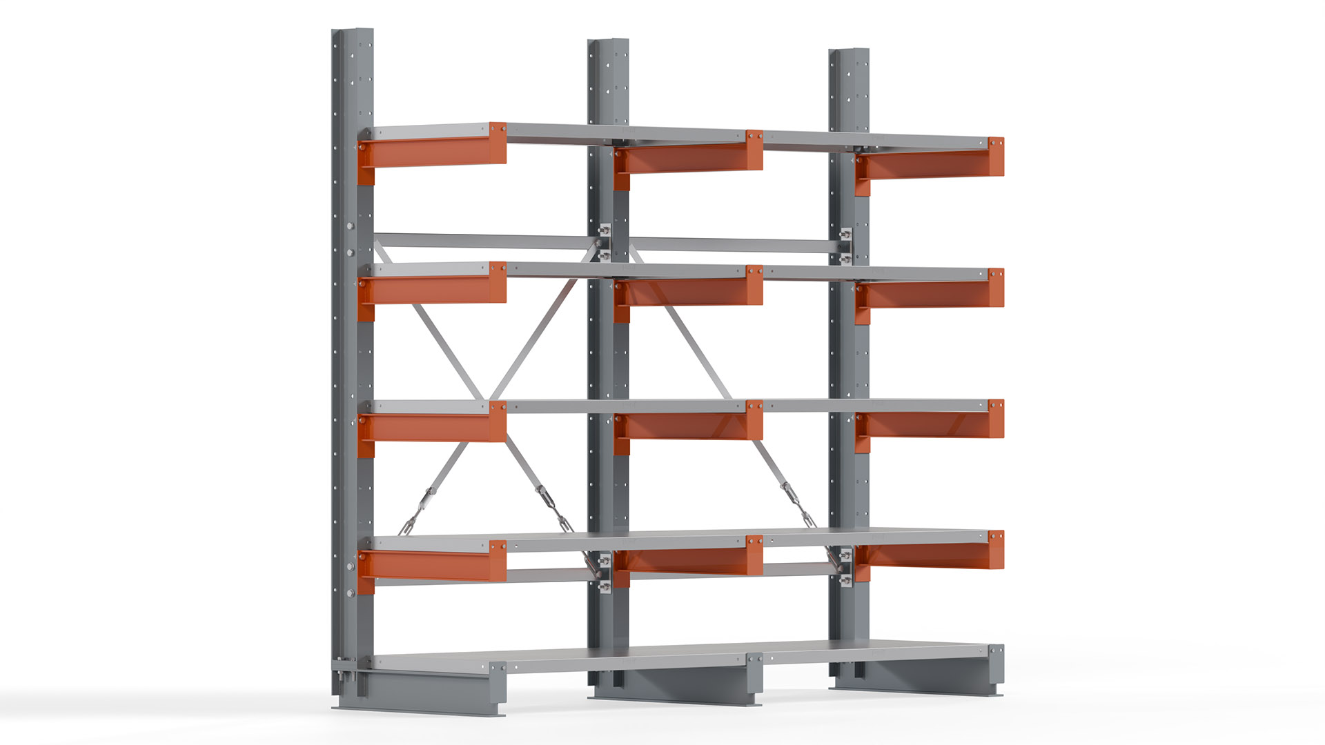 Kragarmregal KARL basic - lackiert - Breite: 200 cm - Höhe: 200 cm - Tiefe: 60 cm - Traglast je Kragarm: 730 kg - einseitig