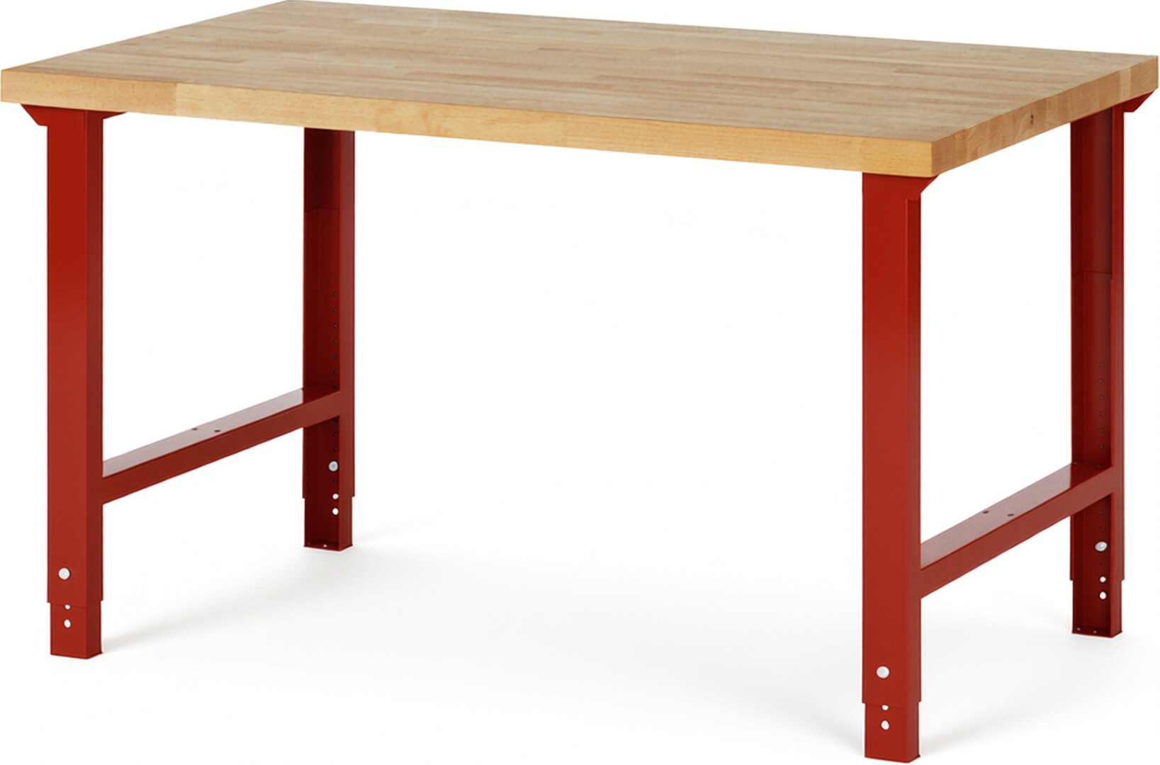 RAU Werkbank rot - Breite 150 cm - Tiefe 90 cm - Höhe 114 cm - Buche-Massiv Arbeitsplatte 40 mm