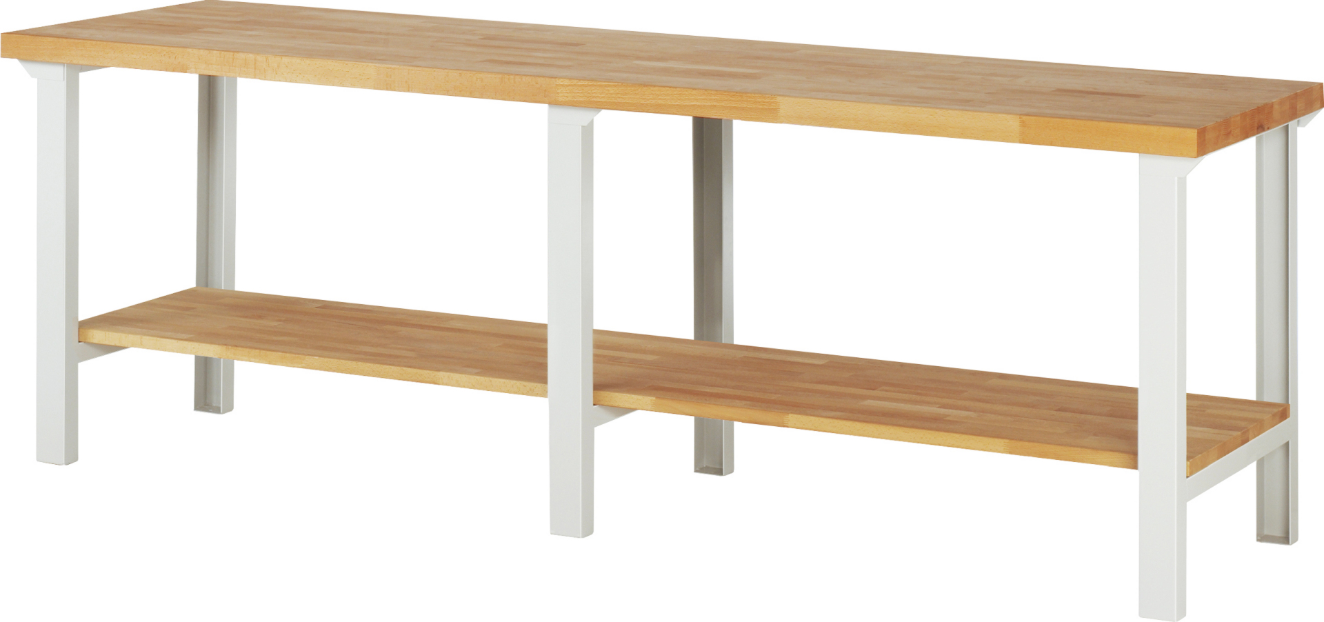 Werkbank Modell 7000 schwarz, BxTxH 2500x700x840 mm,  Buche-Massiv Arbeitsplatte 40 mm