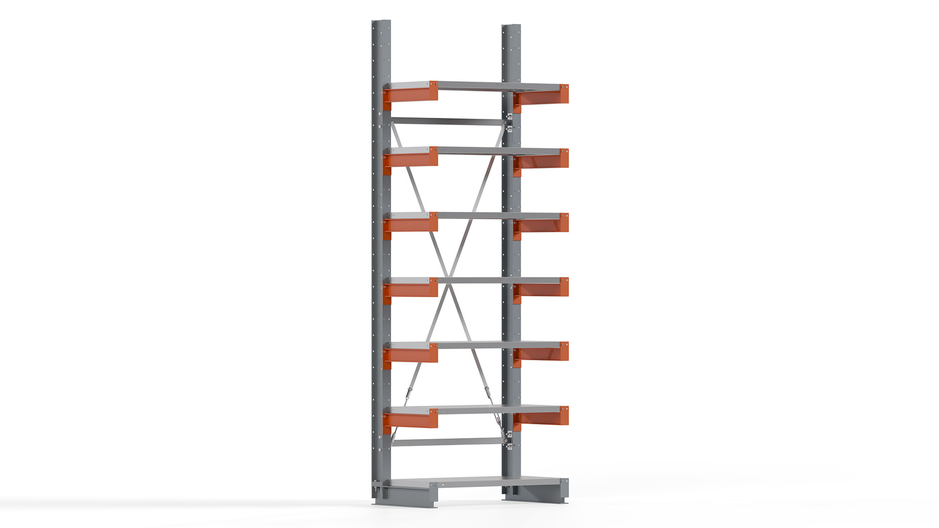 Kragarmregal KARL basic - lackiert - Breite: 100 cm - Höhe: 300 cm - Tiefe: 50 cm - Traglast je Kragarm: 870 kg - einseitig