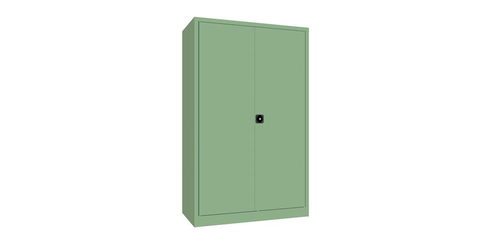 Flügeltürenschrank - Vollblechtüren - 1.950x1.200x600 mm (HxBxT) - 4 Einlegeböden verzinkt - Zylinderschloss - resedagrün