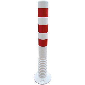 Flexipfosten, weiß/rot m. 2 retroreflektierenden Streifen, Polyurethan H. 750 mm, Durchm. 80 mm, ohne Befestigungsmaterial