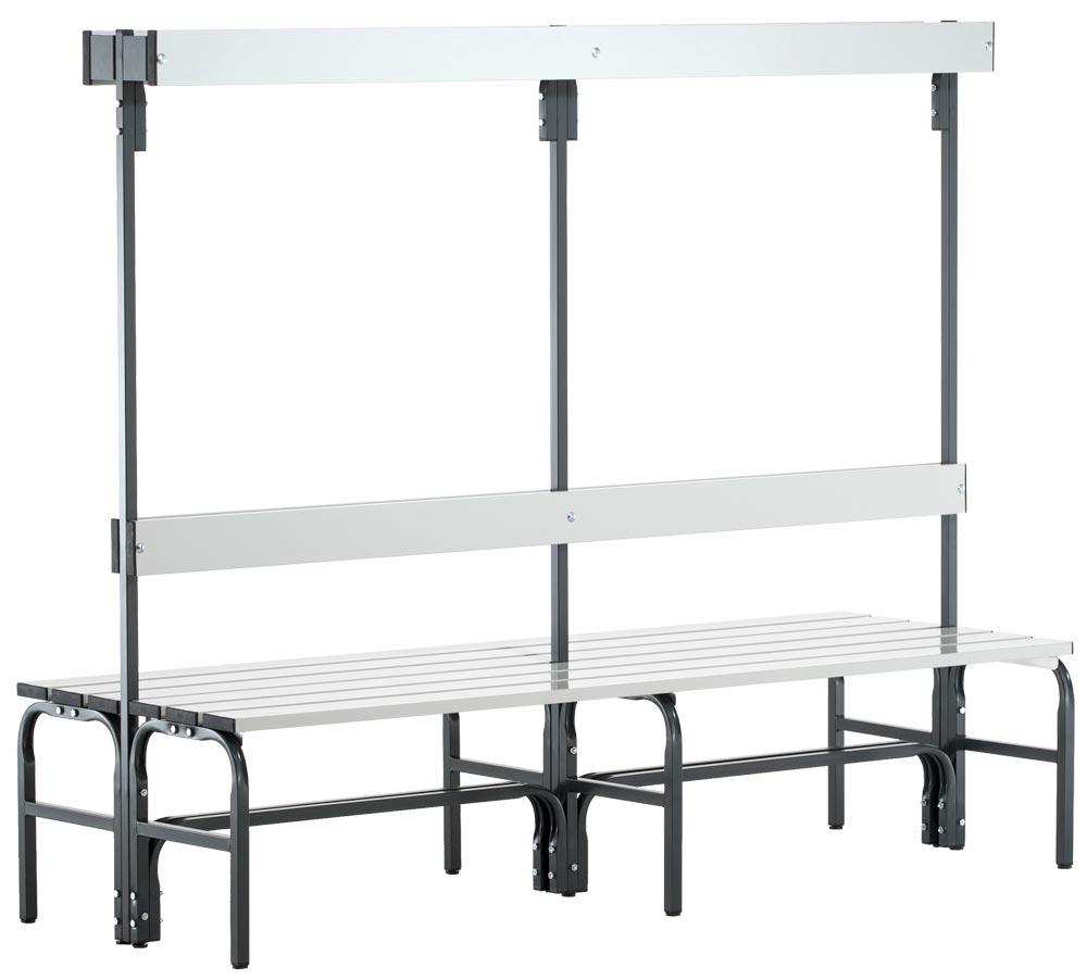 Garderobenbank, doppelseitig, Breite 150 cm, Höhe 165 cm, Tiefe 72,5 cm