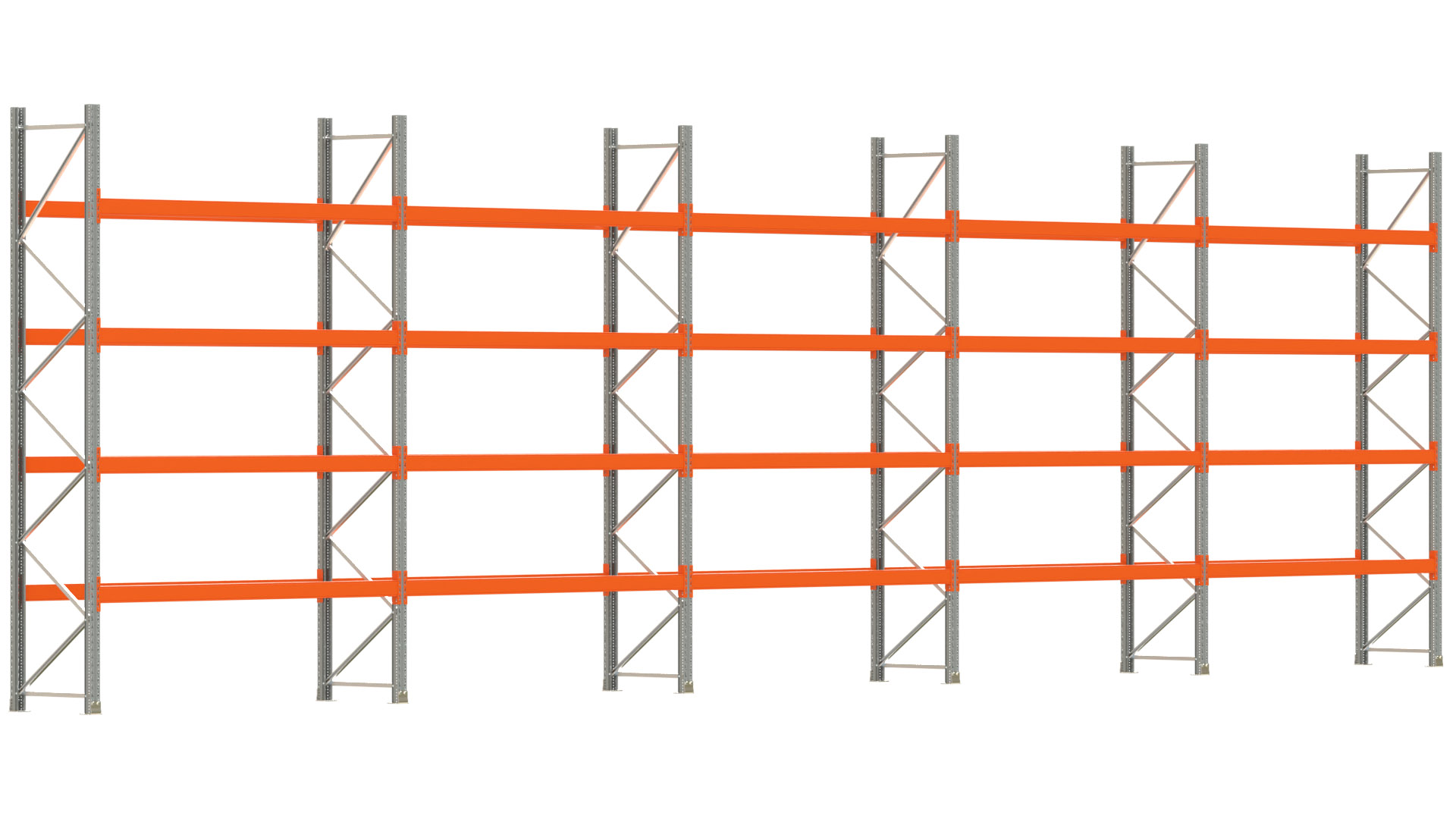 Palettenregal ARTUS - Breite 1401 cm - Höhe 400 cm - Tiefe 80 cm - Fachlast 2320 kg - 50 Palettenstellplätze