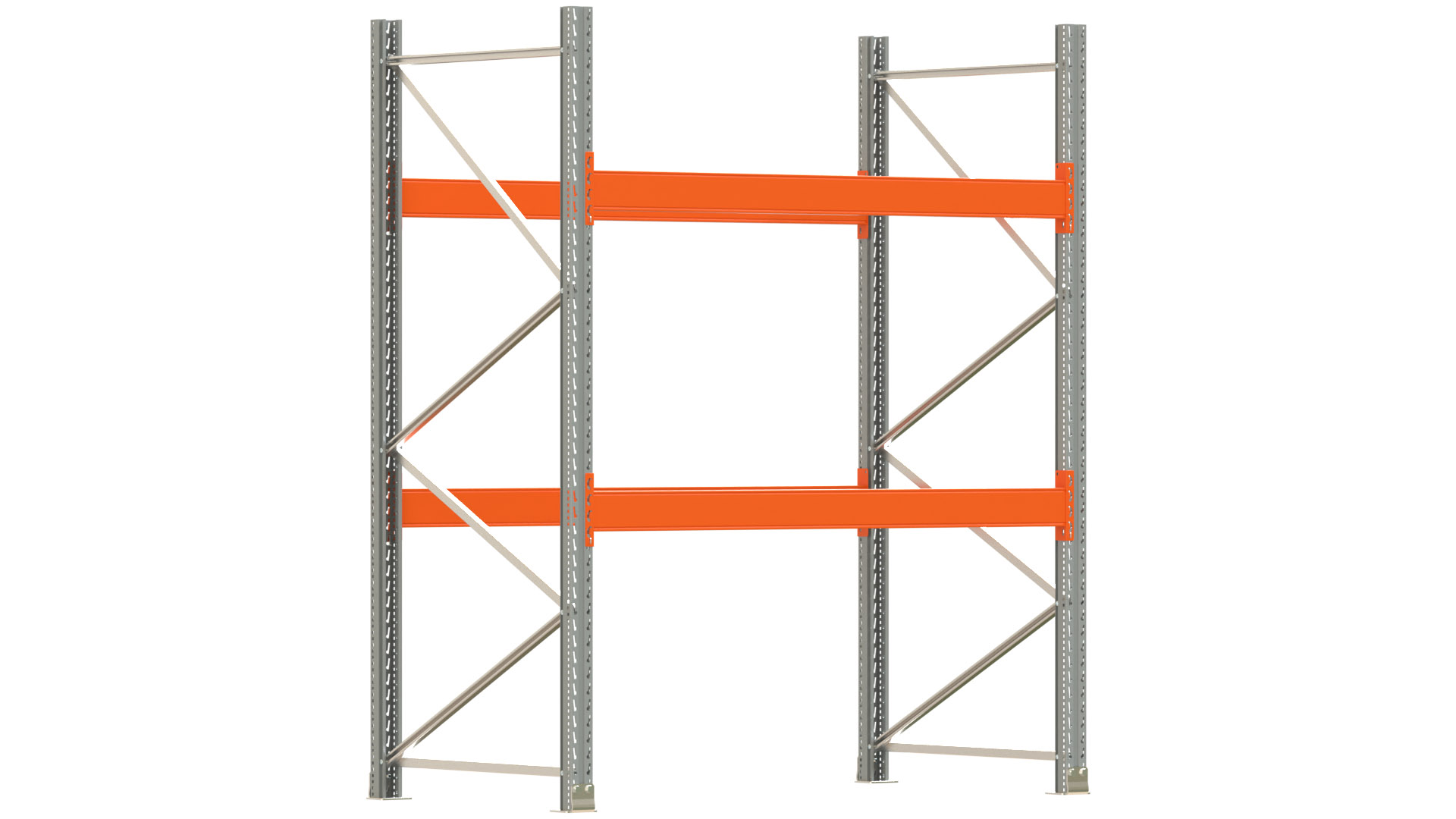 Palettenregal ARTUS - Breite 207 cm - Höhe 250 cm - Tiefe 110 cm - 2 Träger-Ebenen - max. Fachlast 2000 kg - 6 Palettenstellplätze