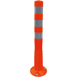 Flexipfosten, orange/silber m. 3 retroreflektierenden Streifen, Polyurethan H. 750 mm, Durchm. 80 mm, ohne Befestigungsmaterial