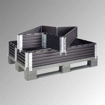 Palettenaufsatzrahmen für Europalette (800 x 1.200 mm) - faltbar - 6 Scharniere - Nutzhöhe 200 mm - schwarz