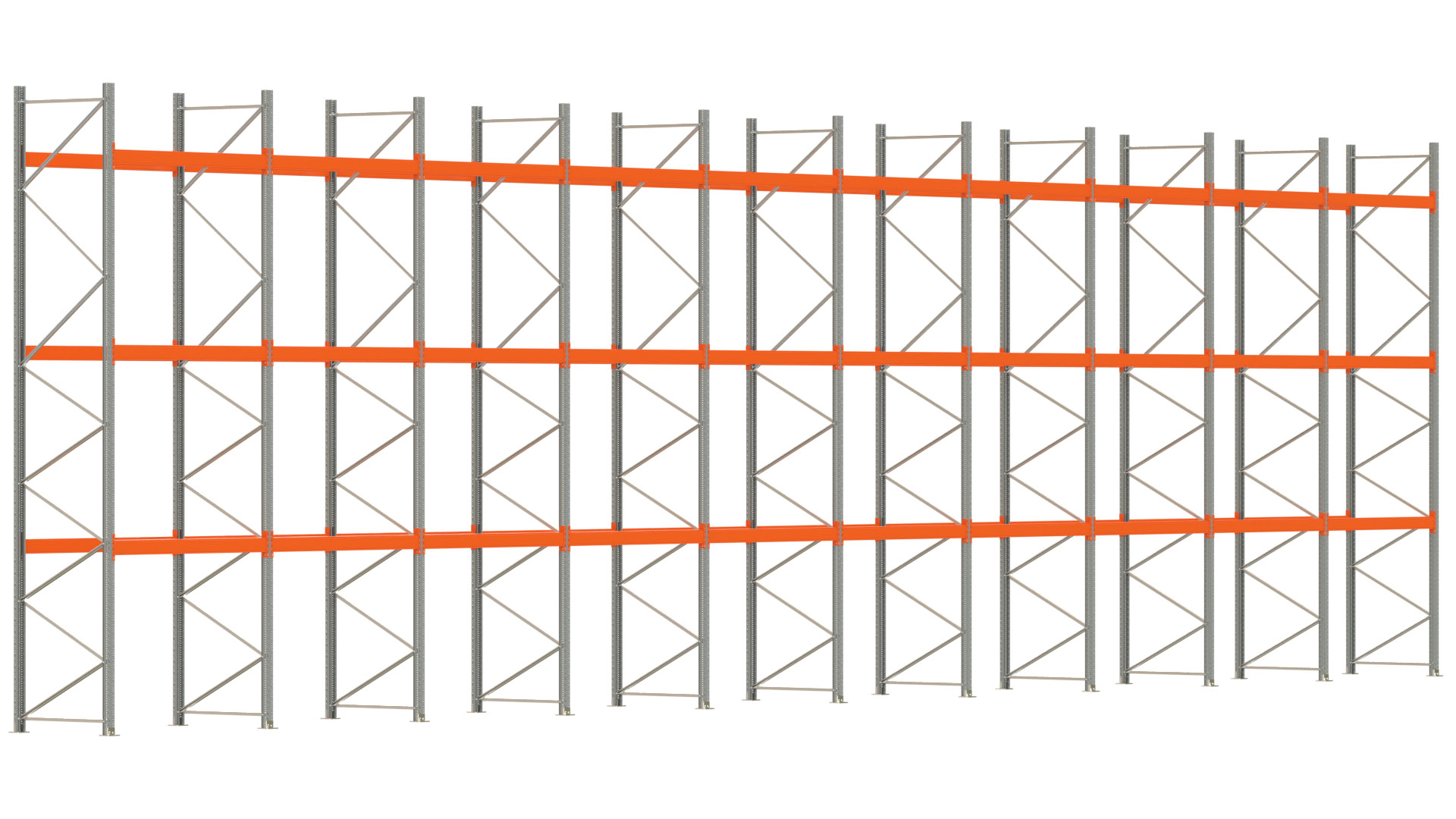 Palettenregal ARTUS - Breite 1993,5 cm - Höhe 550 cm - Tiefe 110 cm - Fachlast 2000 kg - 80 Palettenstellplätze