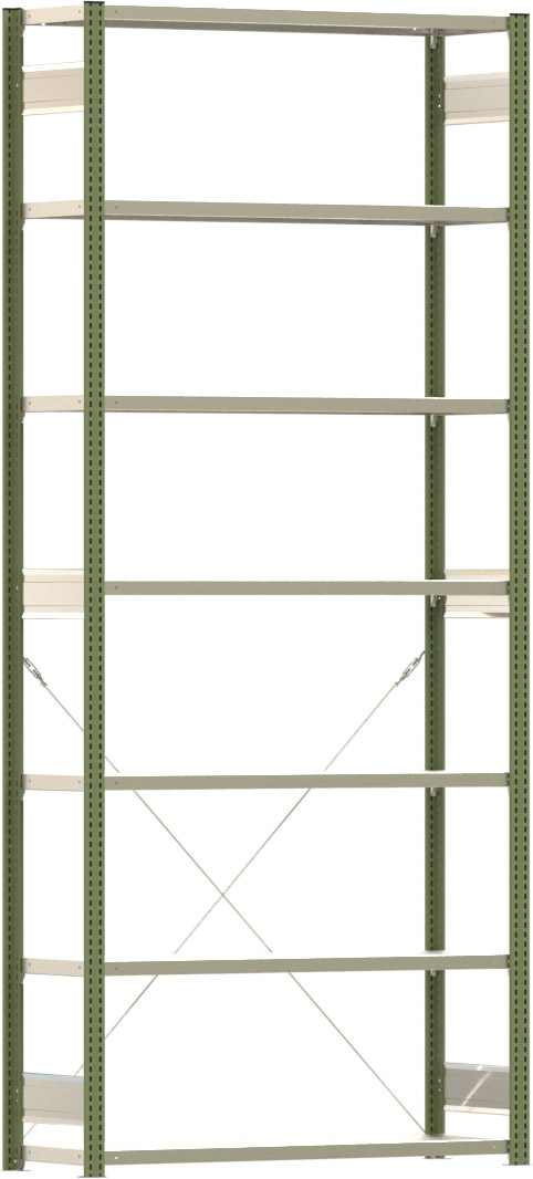 Fachbodenregal BERT - Breite: 128,5 cm - Tiefe: 40 cm - Höhe: 300 cm - 7 Böden - Grundregal