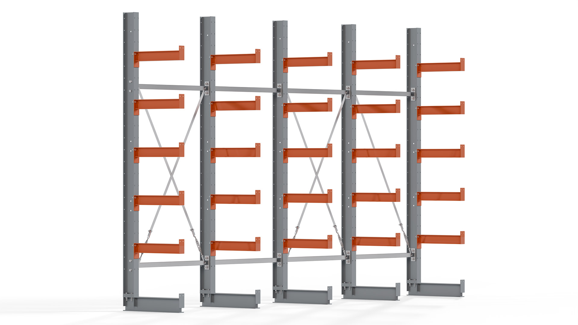 Kragarmregal KARL basic - lackiert - Breite: 400 cm - Höhe: 250 cm - Tiefe: 50 cm - Traglast je Kragarm: 870 kg - einseitig