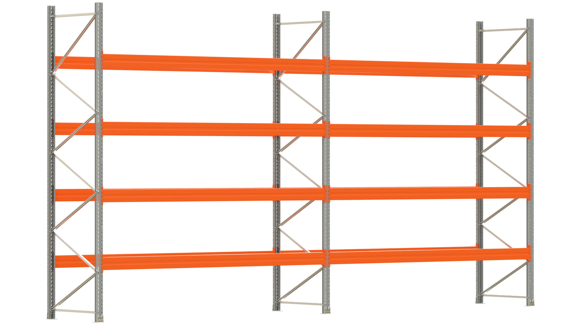 Palettenregal ARTUS - Breite 745,5 cm - Höhe 400 cm - Tiefe 110 cm - Fachlast 2400 kg - 40 Palettenstellplätze