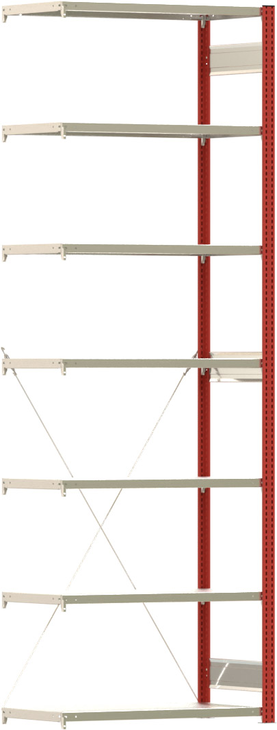 Fachbodenregal BERT - Breite: 100,5 cm - Tiefe: 50 cm - Höhe: 300 cm - 7 Böden - Anbauregal