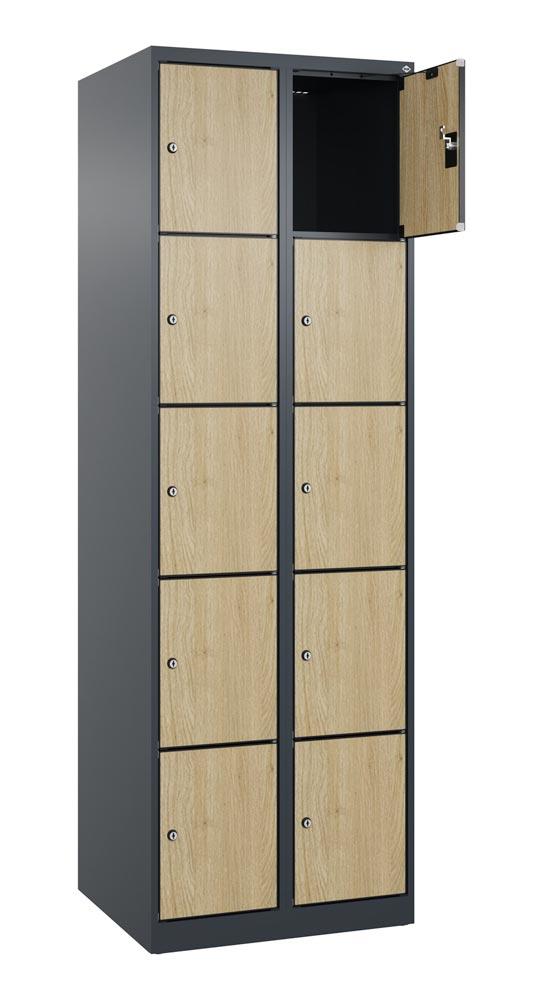 Fächerschrank mit MDF Türen, Breite 60 cm, Höhe 185 cm, Tiefe 50 cm, 10 Fächer