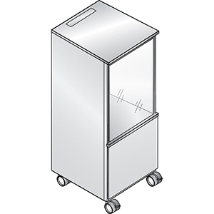 Kühlschrank-Caddy, BxTxH 500x600x1157 mm, Kühlschrank, Abfallsammler (1x18 l, 2x8,5 l), RAL 7021 schwarzgrau