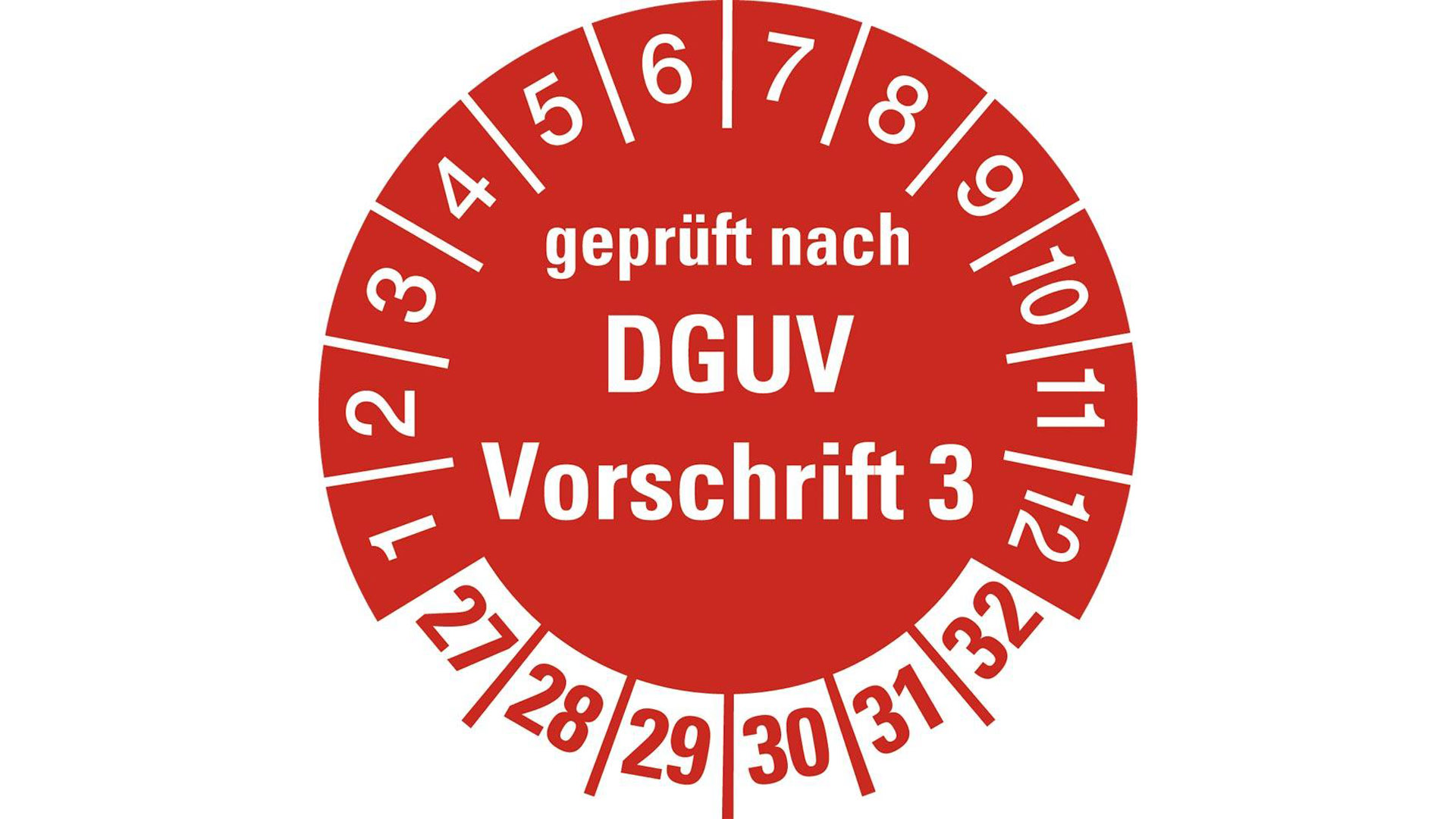 Hinweisschild, Plakette, rot, geprüft nach DGUV Vorschrift, Jahr 2027, PVC-Folie, Durchm. 30 mm, VE 10 Stück, Mindestabnahme 10 VE