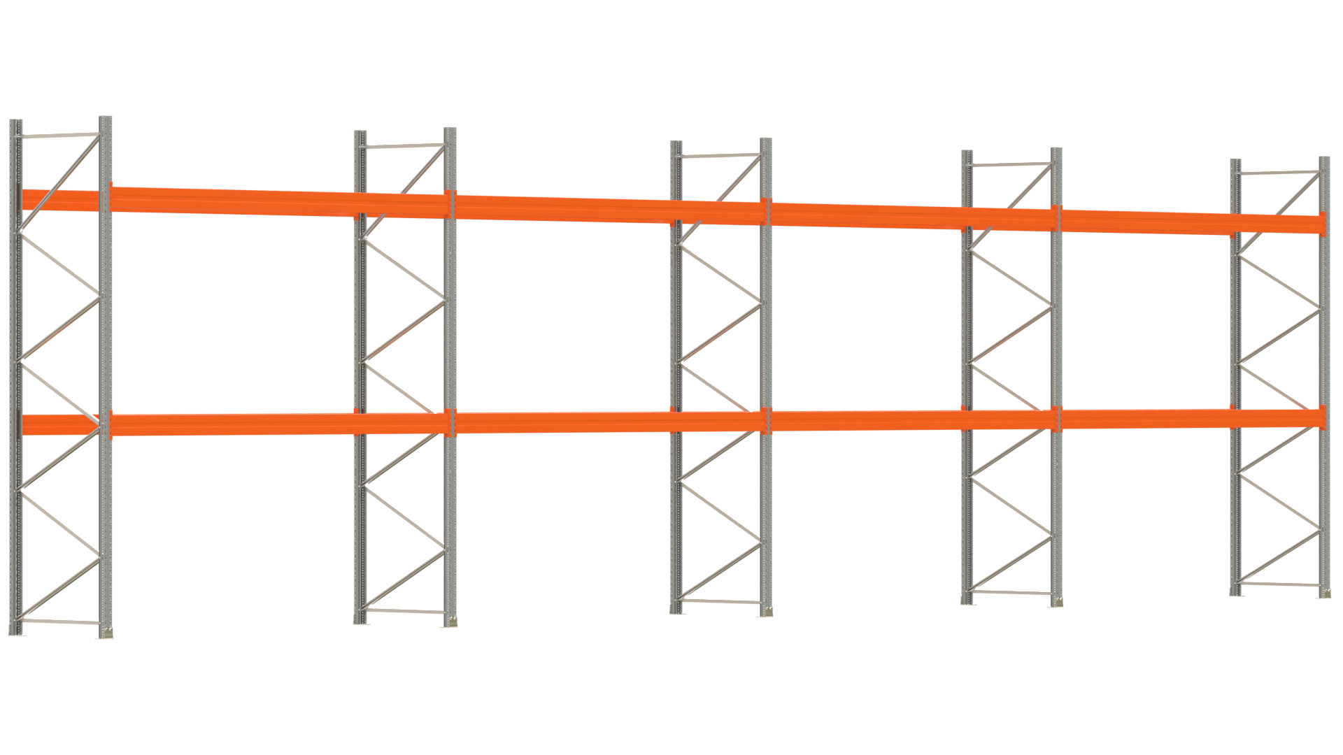 Palettenregal ARTUS - Breite 1482,5 cm - Höhe 400 cm - Tiefe 110 cm - Fachlast 3700 kg - 48 Palettenstellplätze