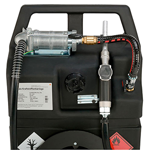 Kraftstofftrolley für Benzin, Volumen 95 Liter, ExO, mit Handpumpe und Zapfventil, BxTxH 590x1000x430 mm, Gewicht 20 kg