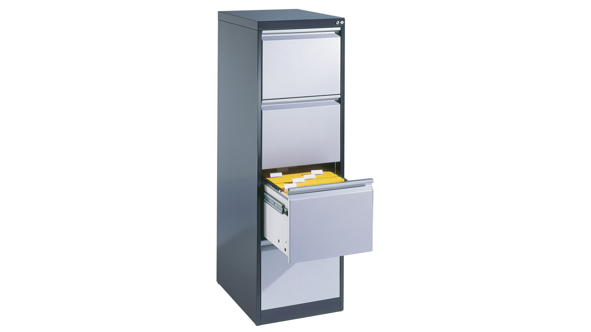 Hängeregisterschrank, Schubladenschrank, BxTxH 433x590x733 mm, einbahnig, 2 Schubladen, Griffleiste, RAL 9016 verkehrsweiß