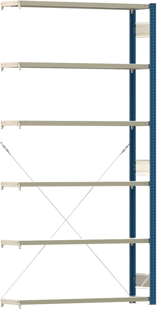 Fachbodenregal BERT - Breite: 128,5 cm - Tiefe: 30 cm - Höhe: 250 cm - 6 Böden - Anbauregal