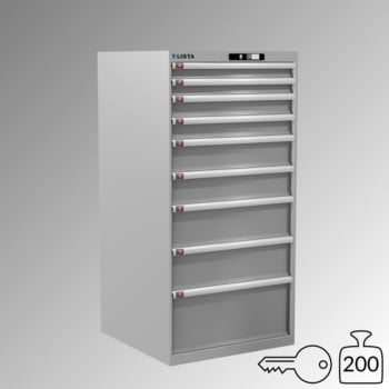 Lista Schubladenschrank - 14.511.020 - 1.450x717x725 mm (HxBxT) - 9 Schubladen - 200 kg - Key Lock - lichtgrau (RAL 7035)