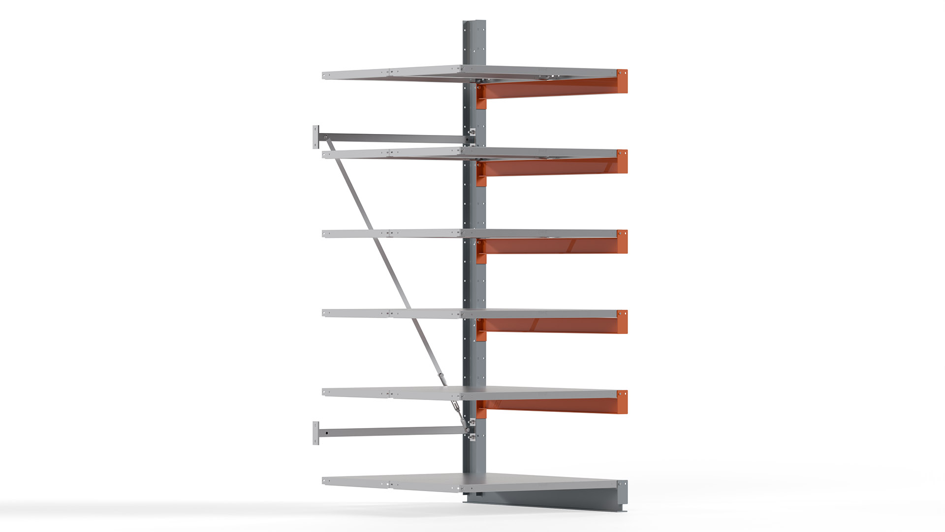 Kragarmregal KARL basic - Anbaufeld - Breite: 100 cm - Höhe: 250 cm - Tiefe: 132 cm - Traglast je Arm: 370 kg - einseitig