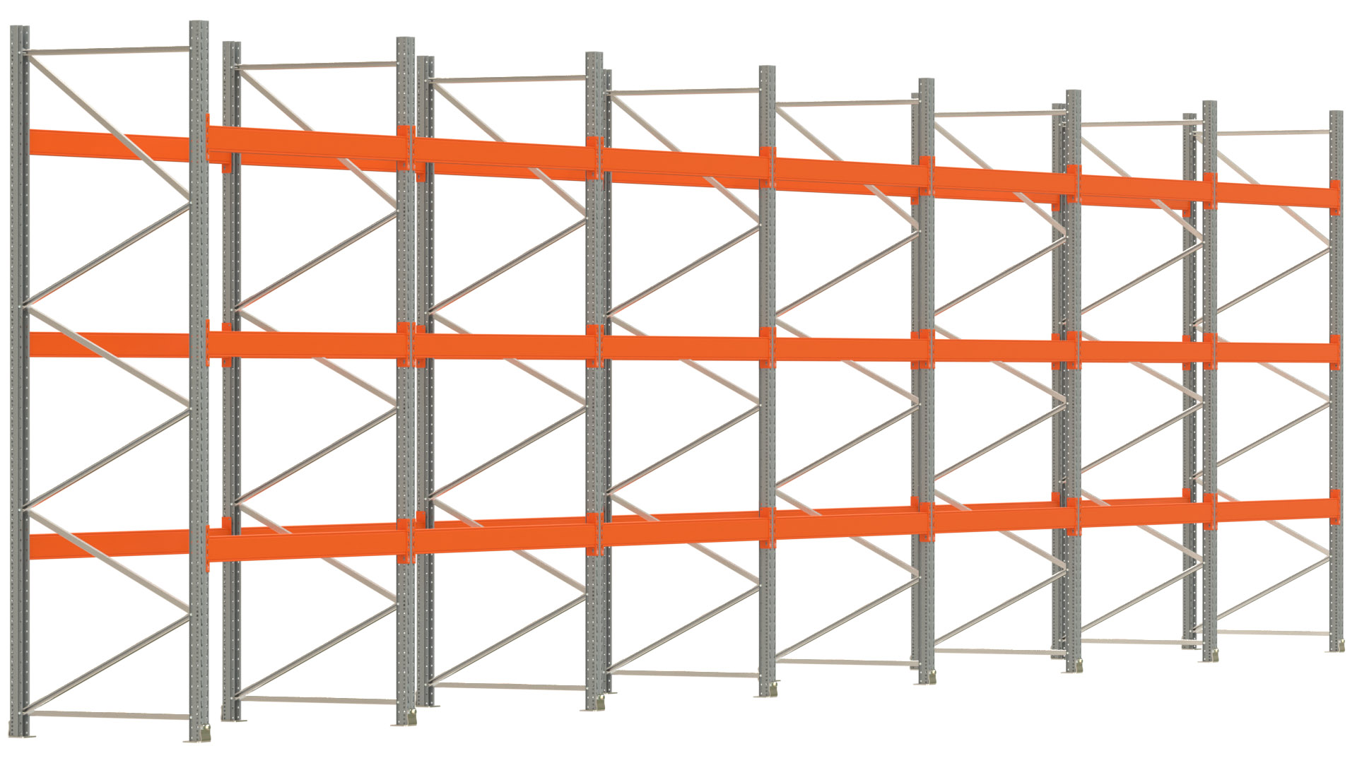 Palettenregal ARTUS - Breite 1398 cm - Höhe 350 cm - Tiefe 110 cm - Fachlast 3000 kg - 56 Palettenstellplätze