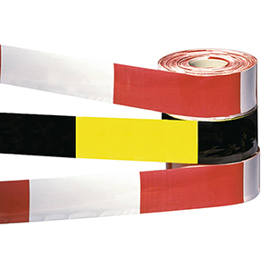 Absperrband, rot/weiß Blockschraffen, Rollenlänge 500 m, Breite 80 mm, MINDESTABNAHME 2 Rollen