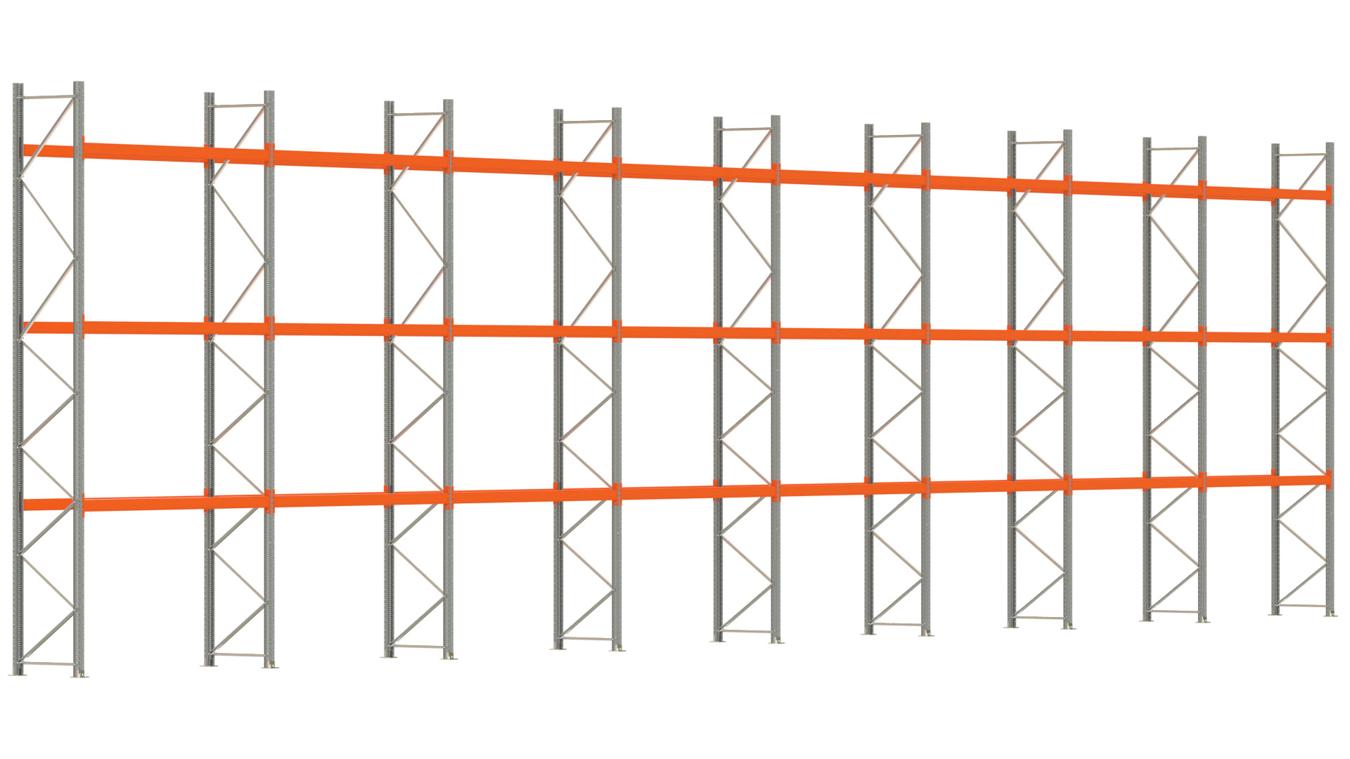 Palettenregal ARTUS - Breite 2236,5 cm - Höhe 550 cm - Tiefe 80 cm - Fachlast 2000 kg - 64 Palettenstellplätze