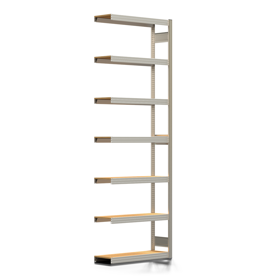 Fachbodenregal BERT - Breite: 100,5 cm - Tiefe: 30 cm - Höhe: 300 cm - 7 Böden - Anbauregal