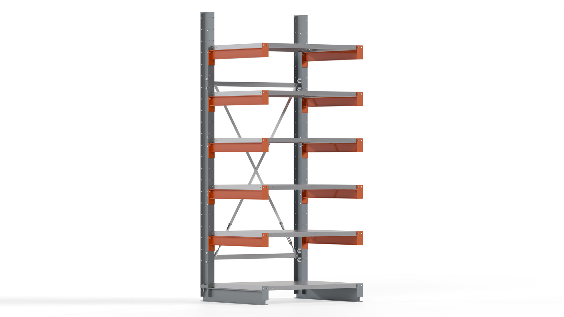 Kragarmregal KARL basic - lackiert - Breite: 100 cm - Höhe: 250 cm - Tiefe: 80 cm - Traglast je Kragarm: 550 kg - einseitig