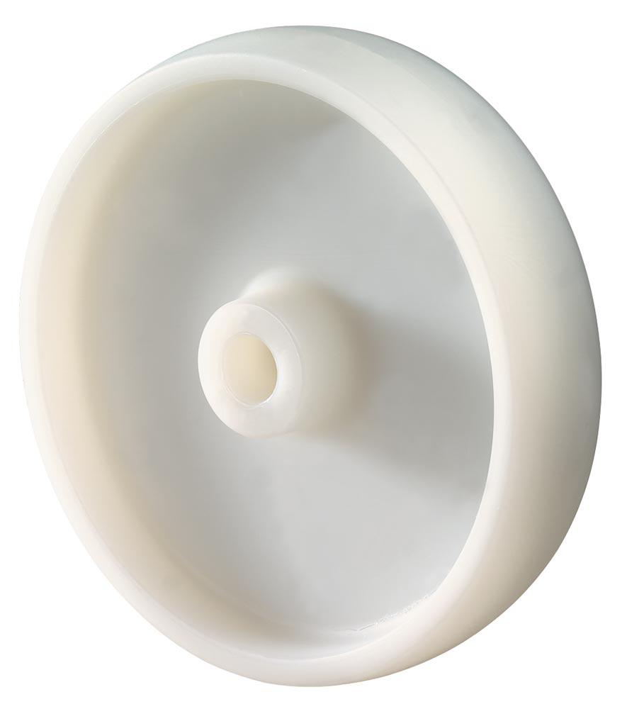 Edelstahl-Transportgeräte-Rad, Kunststoff weiß, Durchm. 80 mm, Traglast 150 kg, Gleitlager