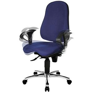 Bürostuhl, Schreibtischstuhl, Drehstuhl, Sitz-BxTxH 480x440x420-550 mm, Lehnenh. 580 mm, Permanentk., Fitness-Sitz, inkl. Armlehnen, royalblau