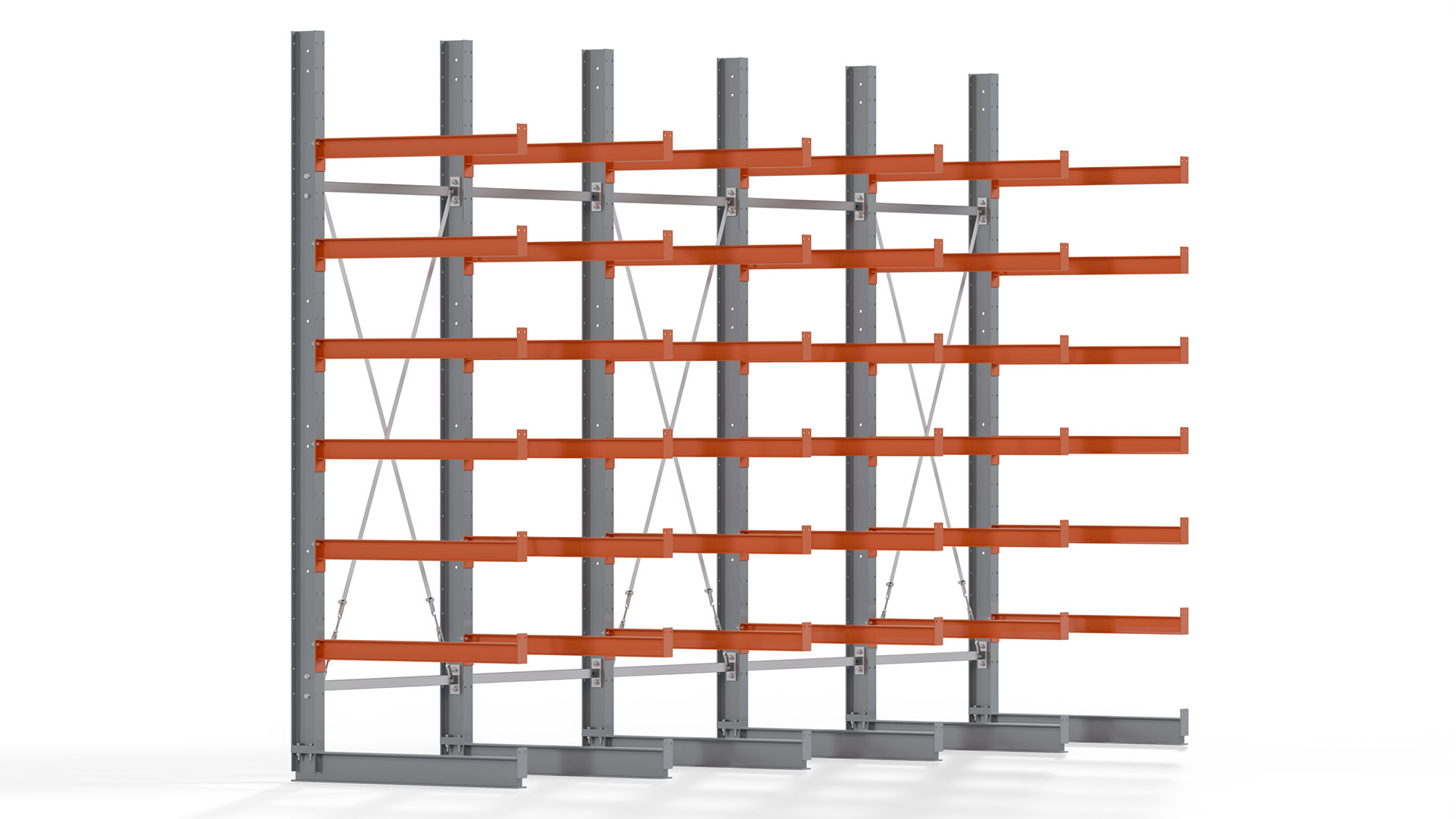 Kragarmregal KARL basic - lackiert - Breite: 500 cm - Höhe: 300 cm - Tiefe: 100 cm - Traglast je Kragarm: 450 kg - einseitig