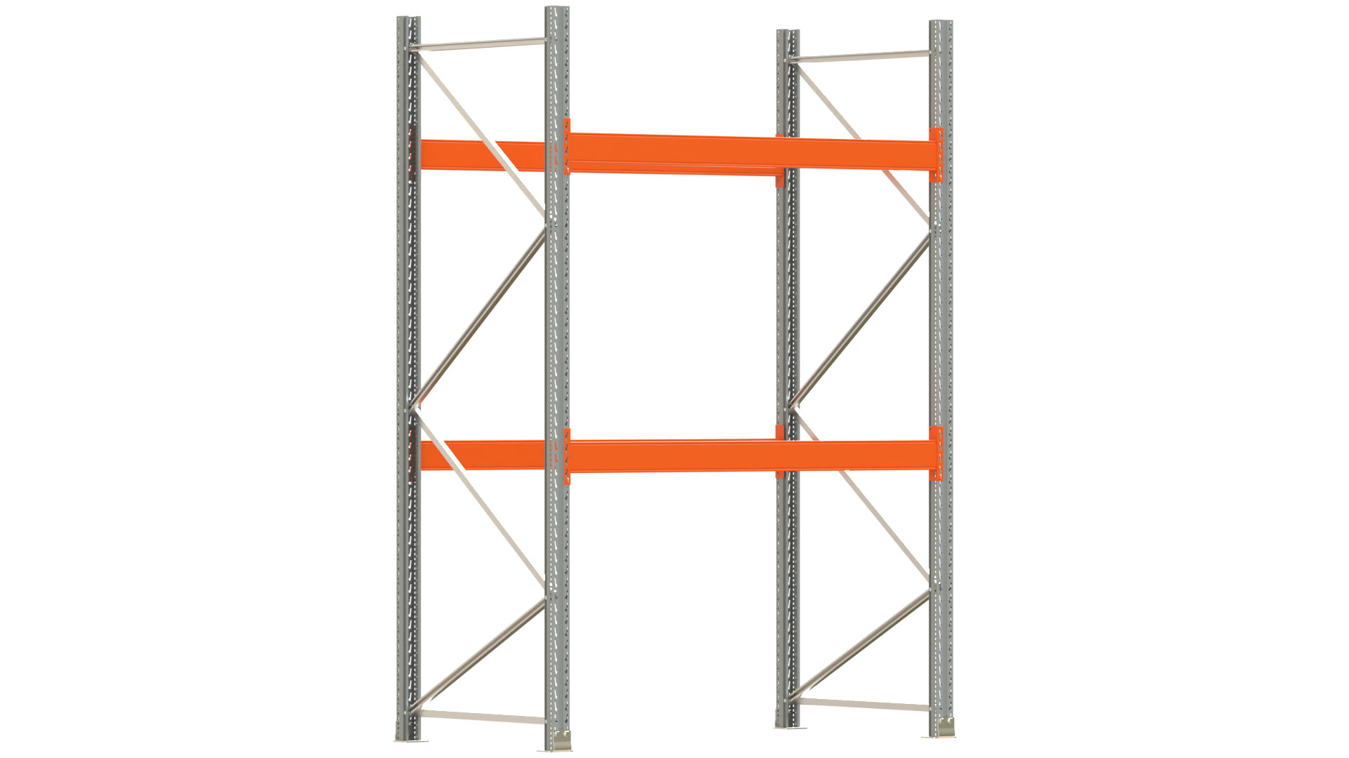 Palettenregal ARTUS - Breite 207 cm - Höhe 300 cm - Tiefe 110 cm - 2 Träger-Ebenen - max. Fachlast 2000 kg - 6 Palettenstellplätze