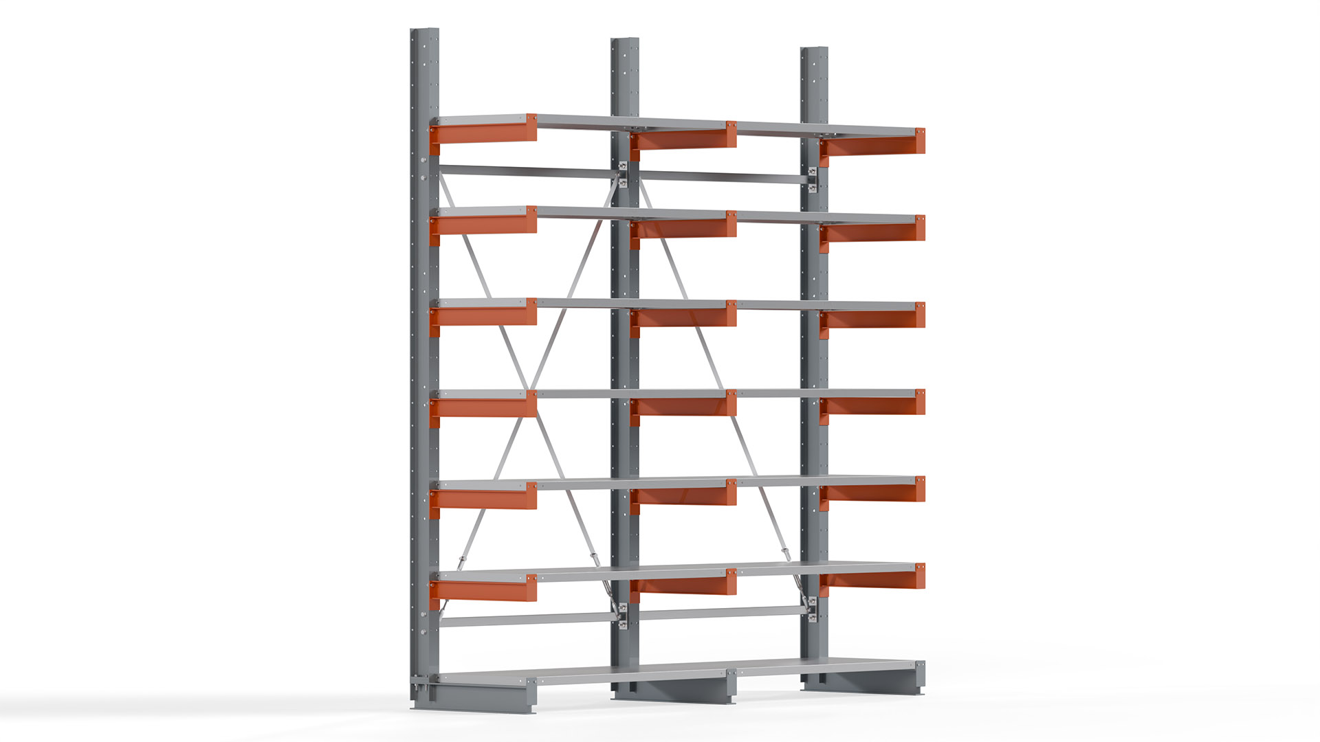 Kragarmregal KARL basic - lackiert - Breite: 256 cm - Höhe: 300 cm - Tiefe: 60 cm - Traglast je Kragarm: 730 kg - einseitig