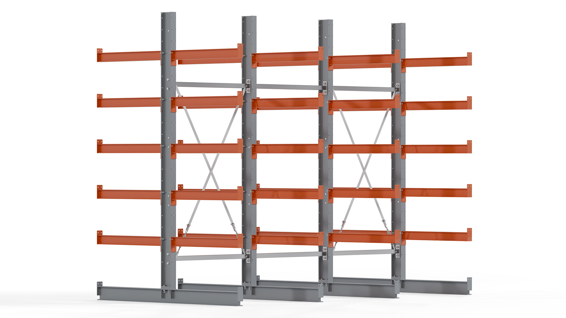 Kragarmregal KARL basic - lackiert - Breite: 300 cm - Höhe: 250 cm - Tiefe: 80 cm - Traglast je Kragarm: 550 kg - beidseitig